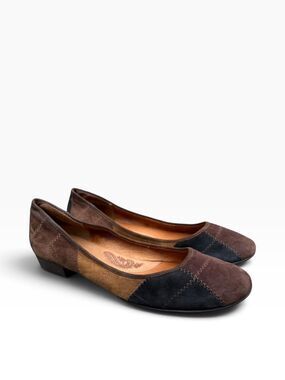 Sofft Patchwork Suede Ballet Flats Size 9.5N Narrow Comfort Earth Tone Colorbloc